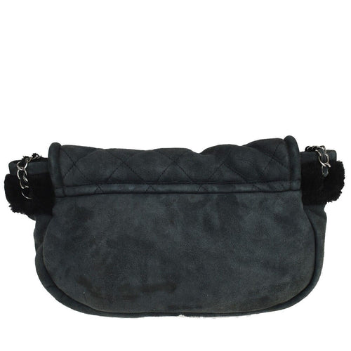 Chanel 2.55 Black Suede Shoulder Bag (Pre-Owned)