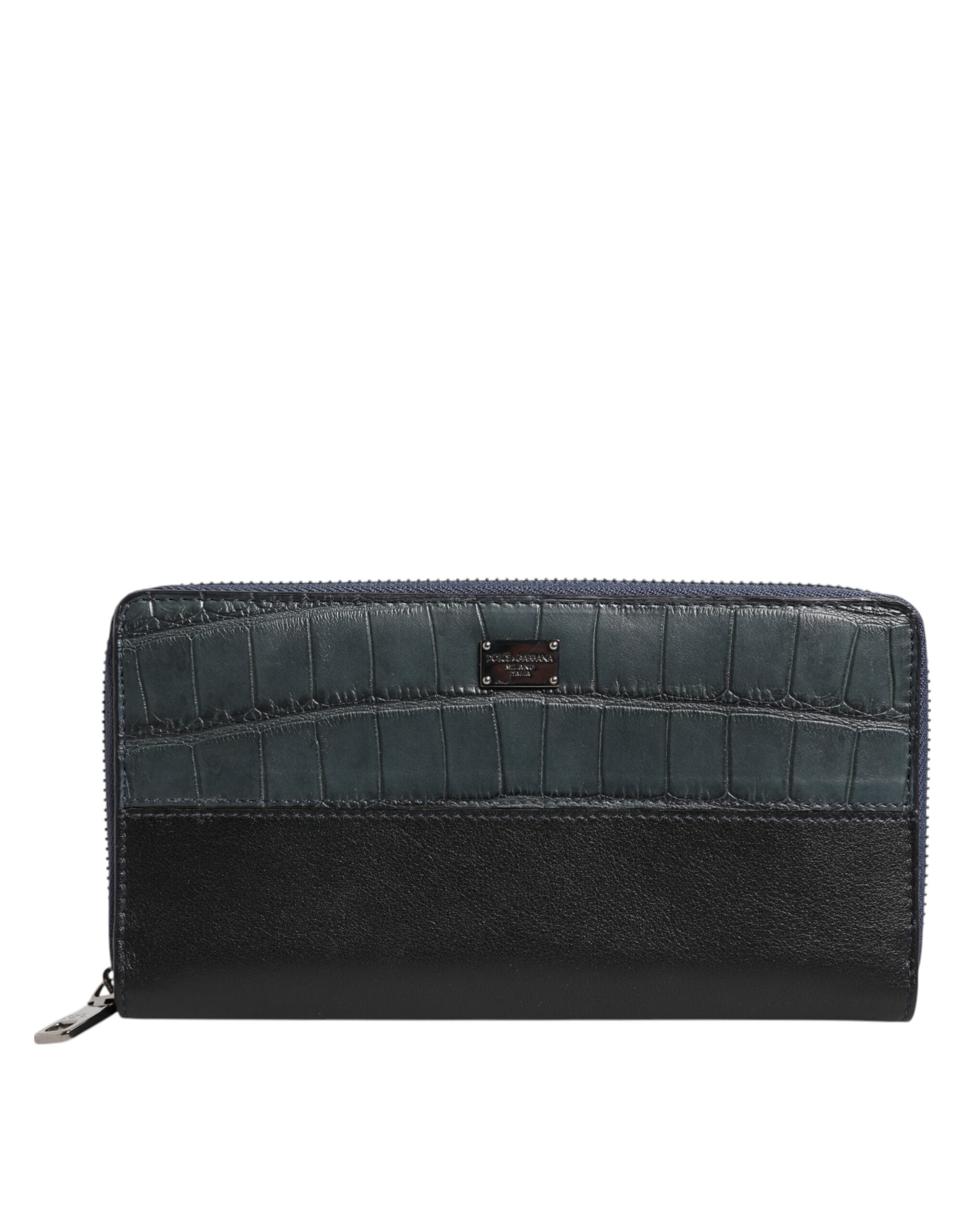 Dolce & Gabbana Black Blue Exotic Leather Men Continental Clutch Men's Wallet