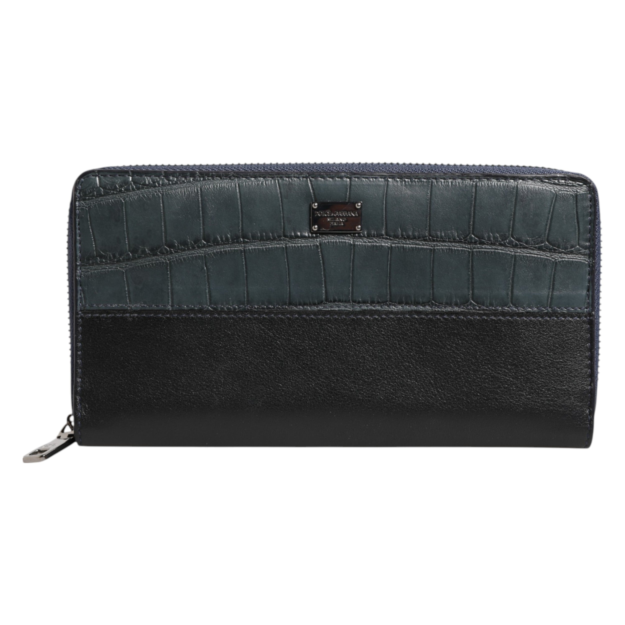 Dolce & Gabbana Black Blue Exotic Leather Men Continental Clutch Men's Wallet