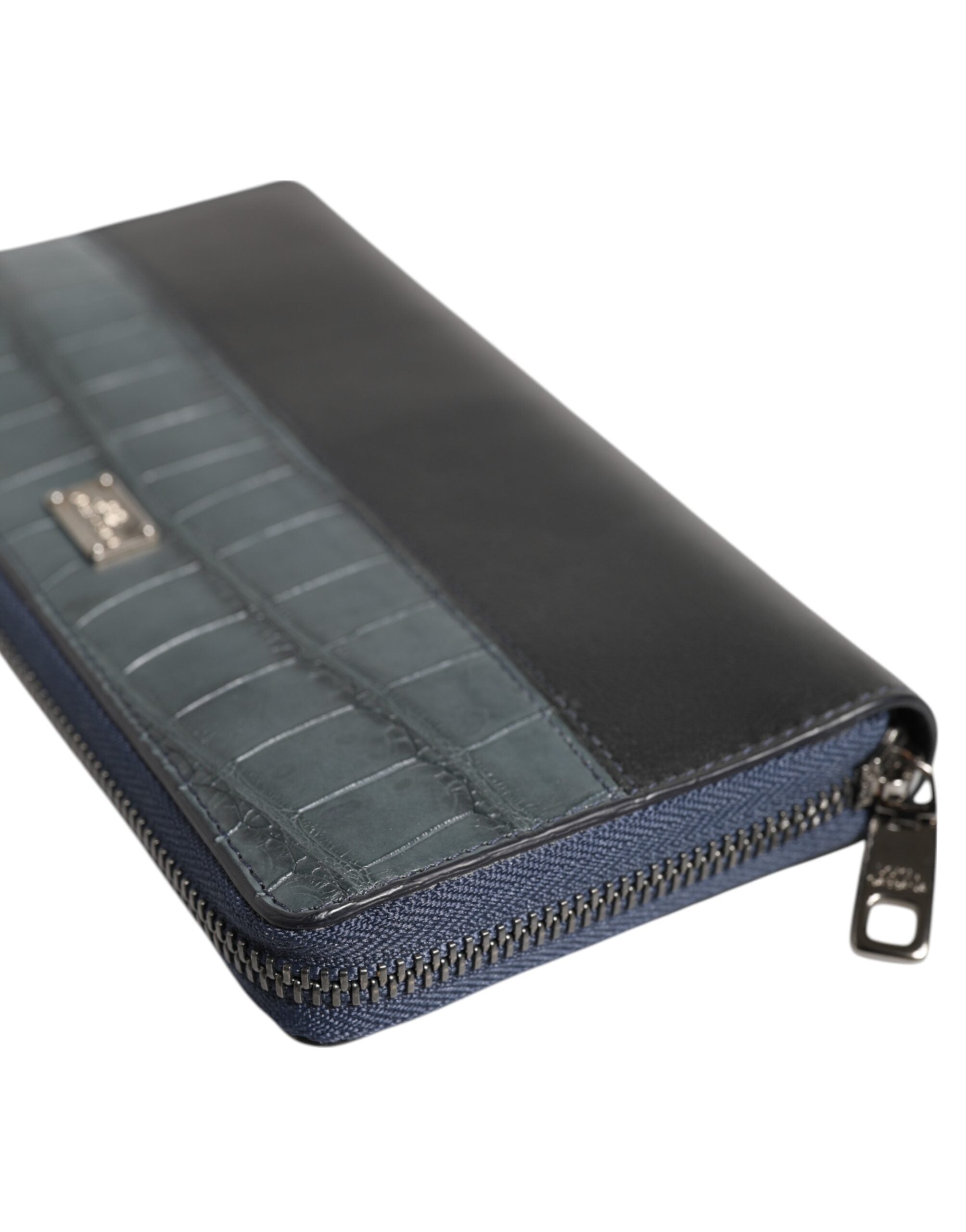 Dolce & Gabbana Black Blue Exotic Leather Men Continental Clutch Men's Wallet