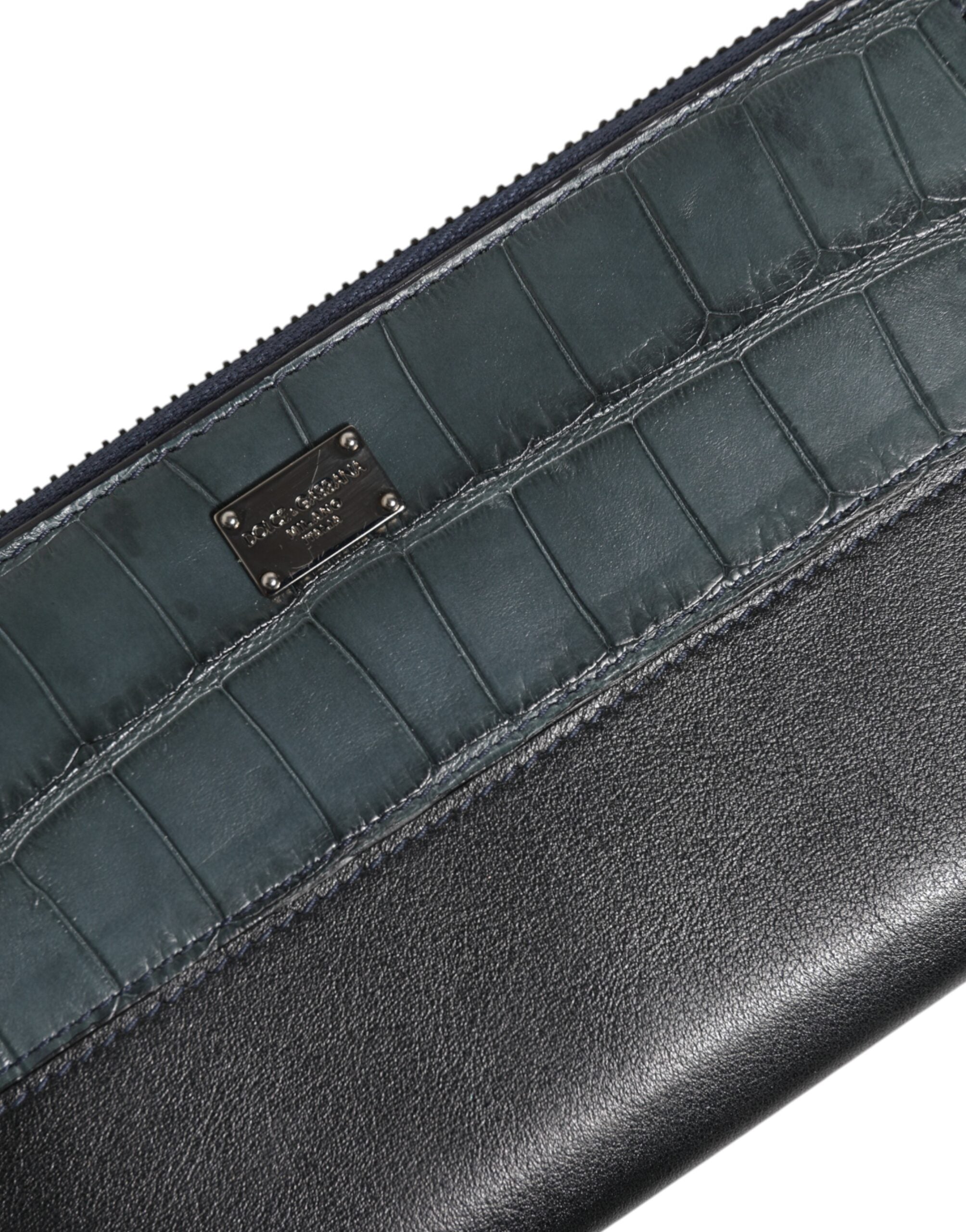 Dolce & Gabbana Black Blue Exotic Leather Men Continental Clutch Men's Wallet