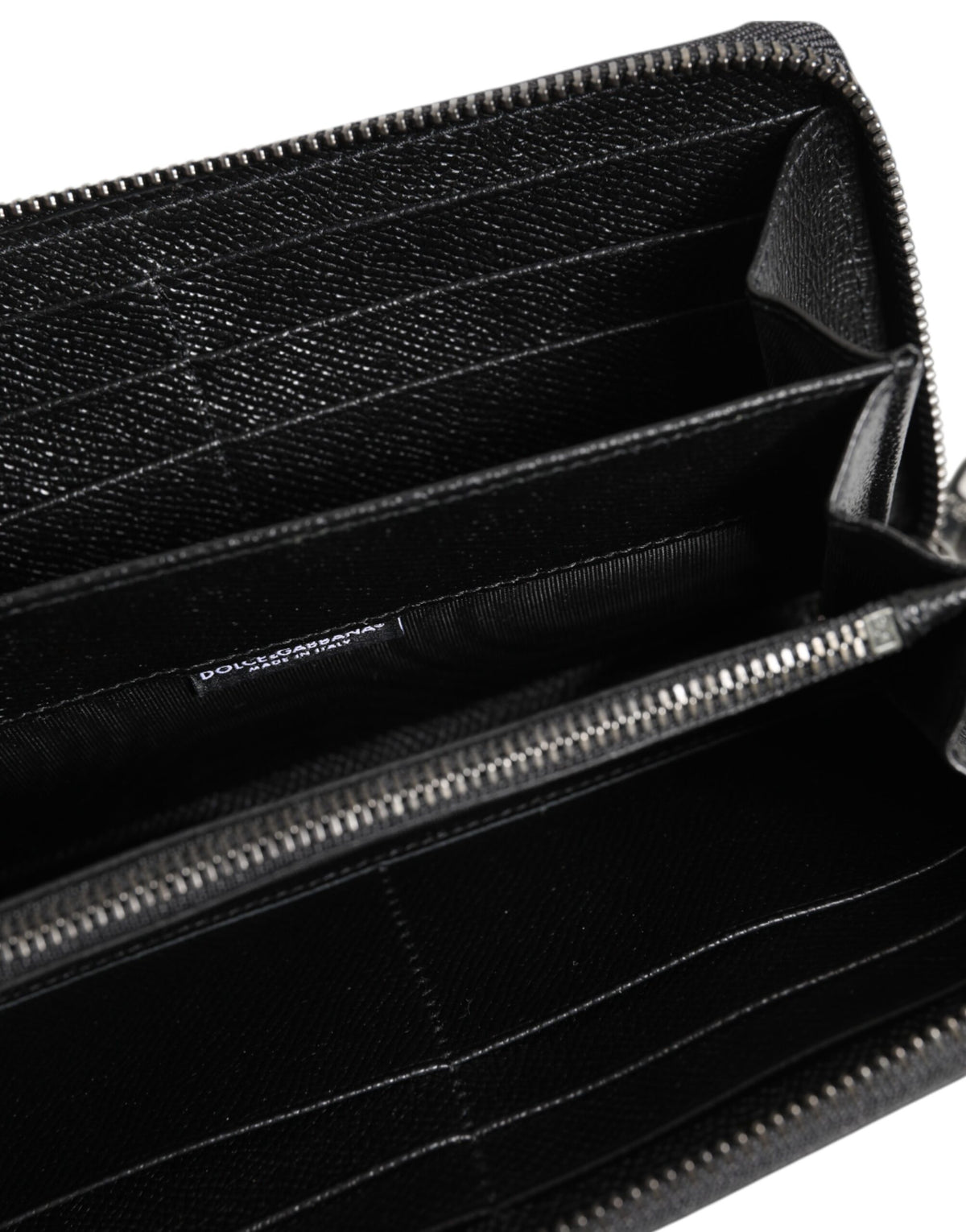 Dolce & Gabbana Black Leather #DGFAMILY Zipper Continental Mens Men's Wallet
