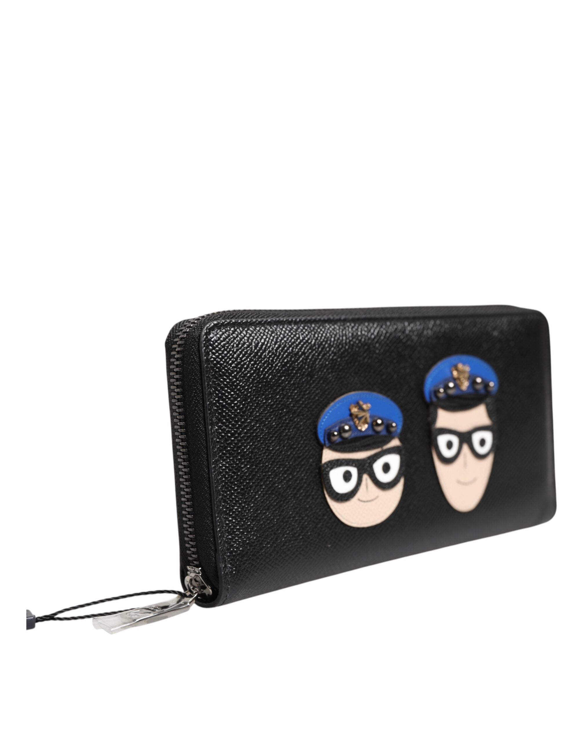 Dolce & Gabbana Black Leather #DGFAMILY Zipper Continental Mens Men's Wallet