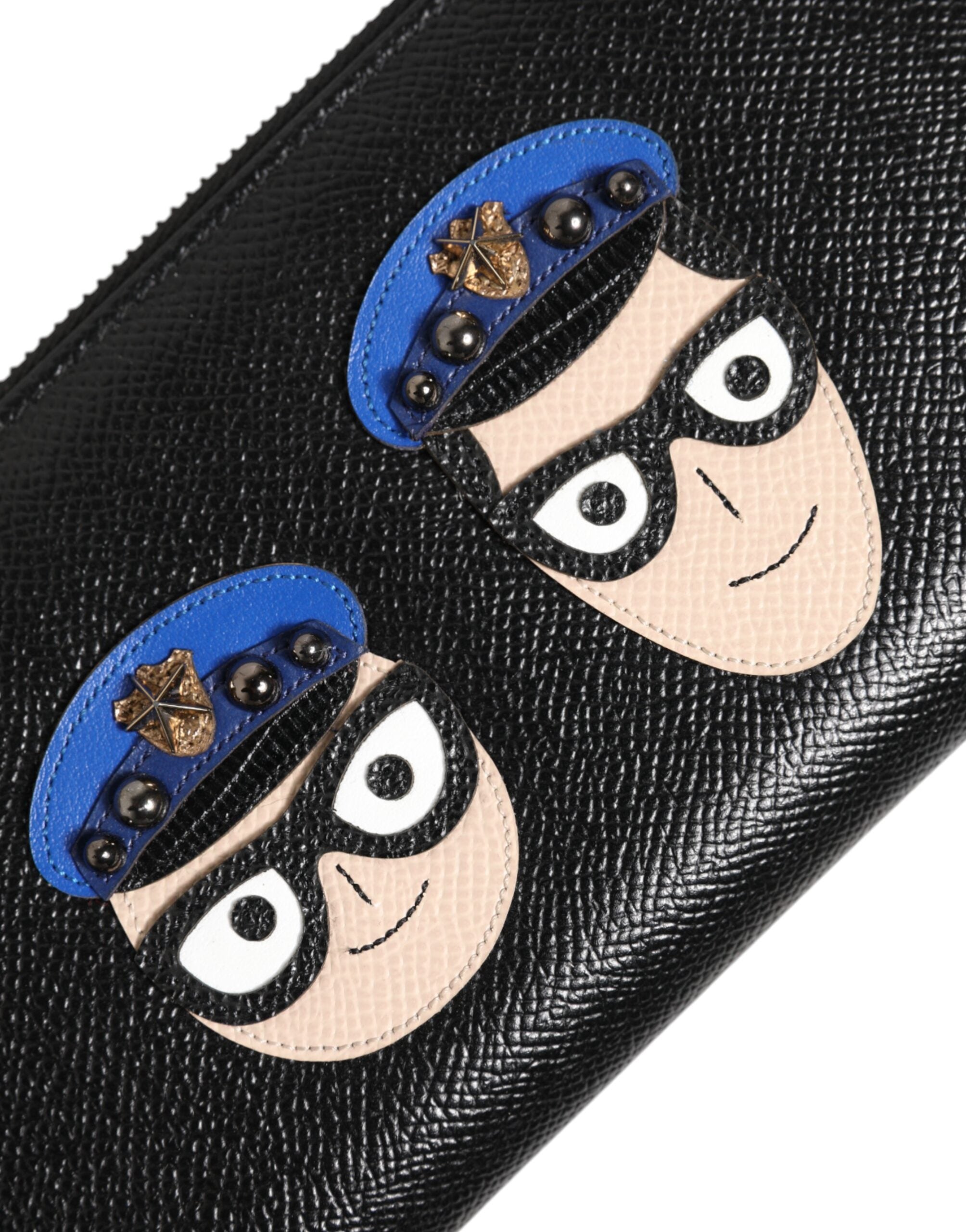 Dolce & Gabbana Black Leather #DGFAMILY Zipper Continental Mens Men's Wallet
