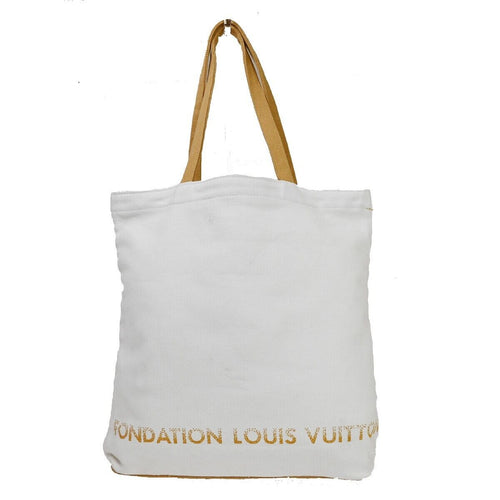 Louis Vuitton Fondation White Cotton Shoulder Bag (Pre-Owned)
