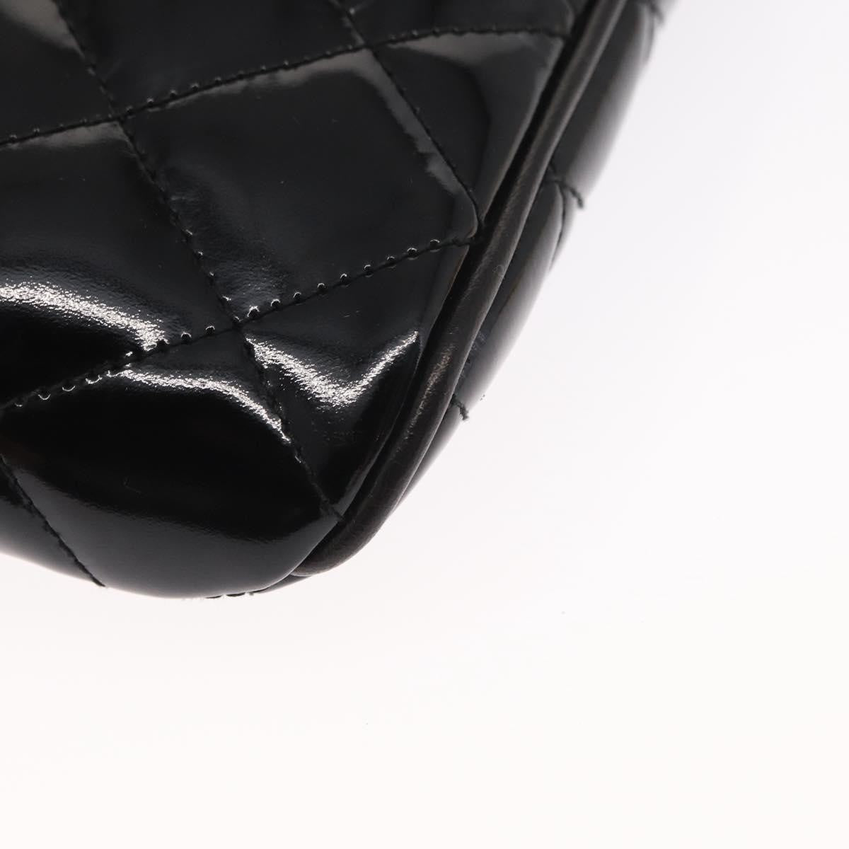 Chanel Vintage Zip Belt Quilted Lambskin Black Patent_Leather Clutche & Pouche Bag (Pre-Owned)