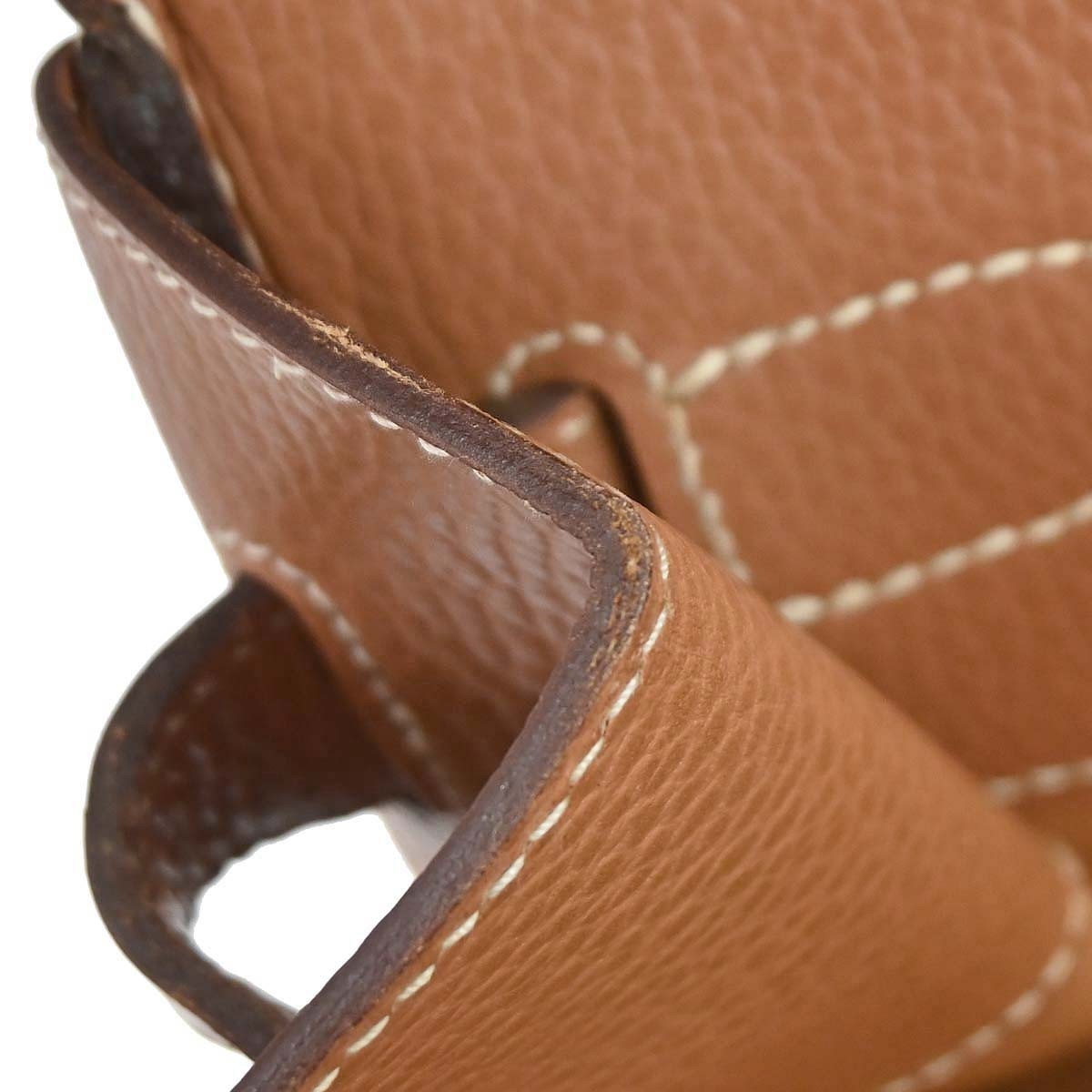 Hermes Hac Birkin Black Fjord With Palladium Hardware Brown Leather Handbag (Pre-Owned)
