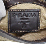 Prada Logo Jacquard Beige Canvas Shoulder Bag (Pre-Owned)