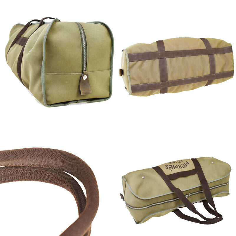 Hermès Groom Khaki Canvas Travel Bag (Pre-Owned)