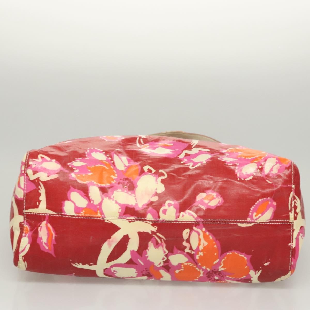 Chanel Vintage Floral Tote Patent Leather Red Patent_Leather Tote Bag Bag (Pre-Owned)