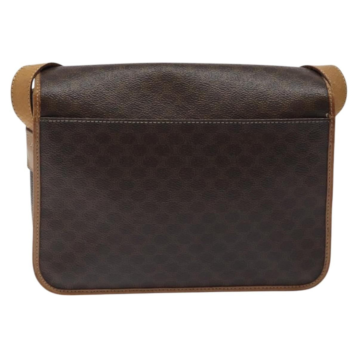 Celine Vintage Macadam Canvas And Leather Brown Canvas Shoulder Bag Bag (Pre-Owned)