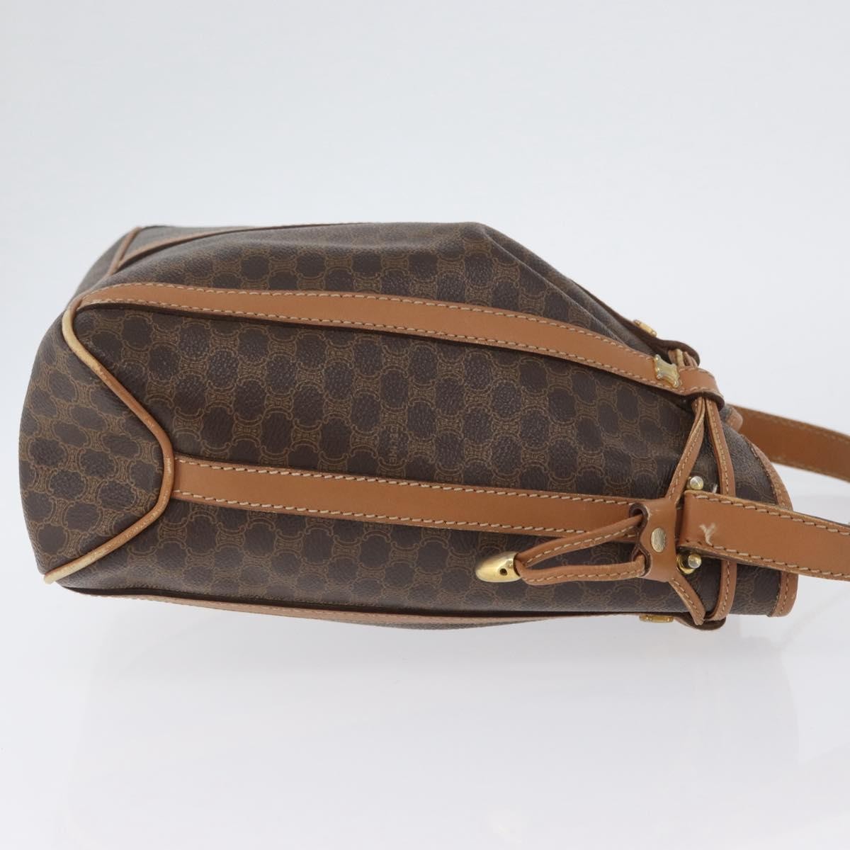 Celine Vintage Shoulder Bag Macadam Canvas & Leather Brown Canvas Shoulder Bag Bag (Pre-Owned)