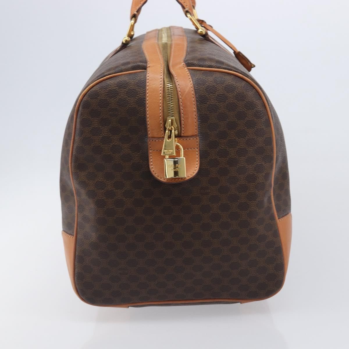 Celine Vintage Duffle Macadam Coated Canvas Brown Canvas Handbag (Pre-Owned)