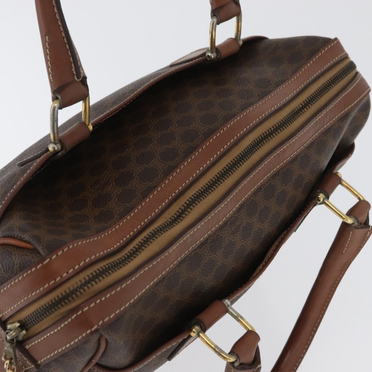 Celine Vintage Macadam Canvas And Leather Brown Canvas Handbag (Pre-Owned)