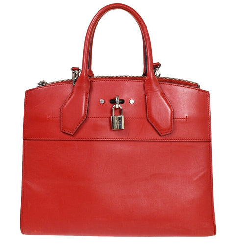 Louis Vuitton City Steamer Red Leather Handbag (Pre-Owned)