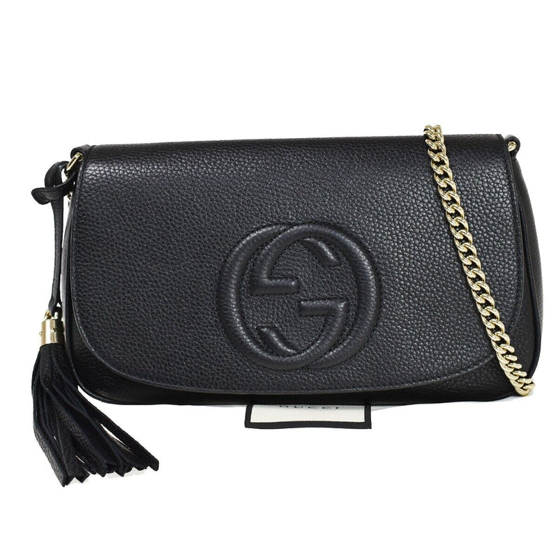 Gucci Soho Black Leather Shoulder Bag (Pre-Owned)