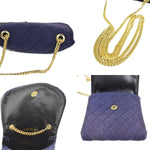 Chanel Mini Matelassé Navy Canvas Shoulder Bag (Pre-Owned)