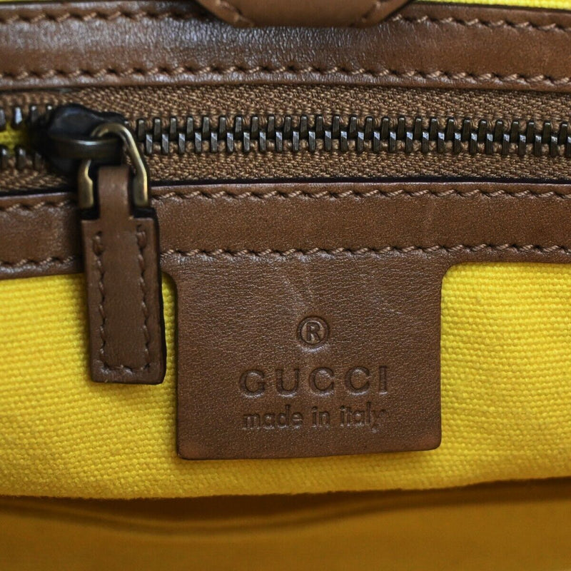 Gucci Bamboo Yellow Canvas Shoulder Bag (Pre-Owned)