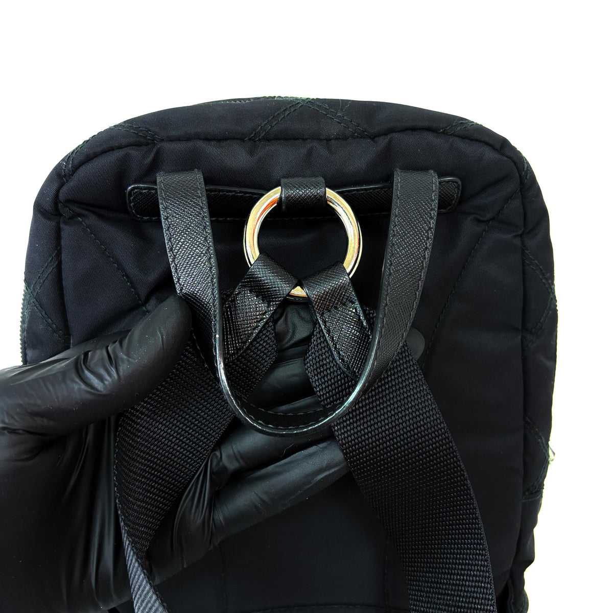 Prada Zip Sling Re-Nylon Black Nylon Backpack Bag (Pre-Owned)