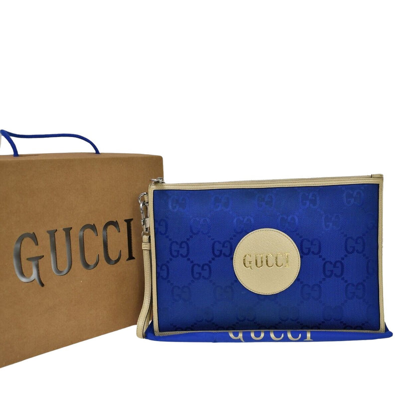 Gucci Off The Grid Blue Canvas Clutch Bag (Pre-Owned)