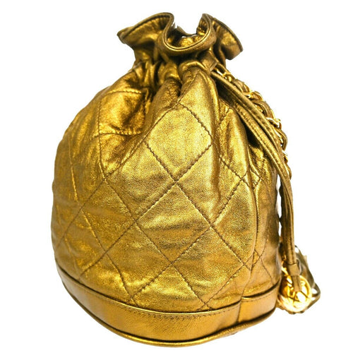 Chanel Matelassé Gold Leather Shoulder Bag (Pre-Owned)