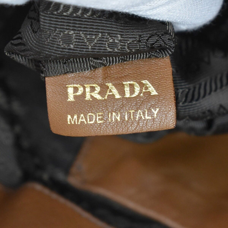 Prada Ribbon Brown Leather Shoulder Bag (Pre-Owned)
