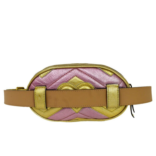 Gucci Marmont Gold Leather Shoulder Bag (Pre-Owned)