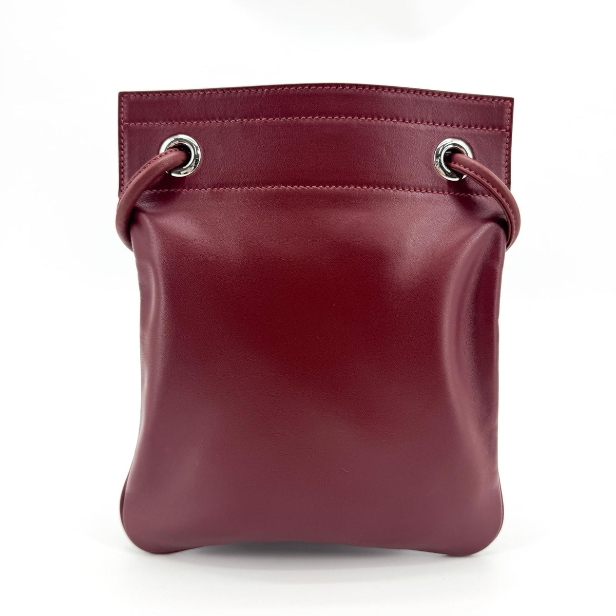 Hermes Aline Milo Lambskin And Swift Burgundy Leather Handbag (Pre-Owned)
