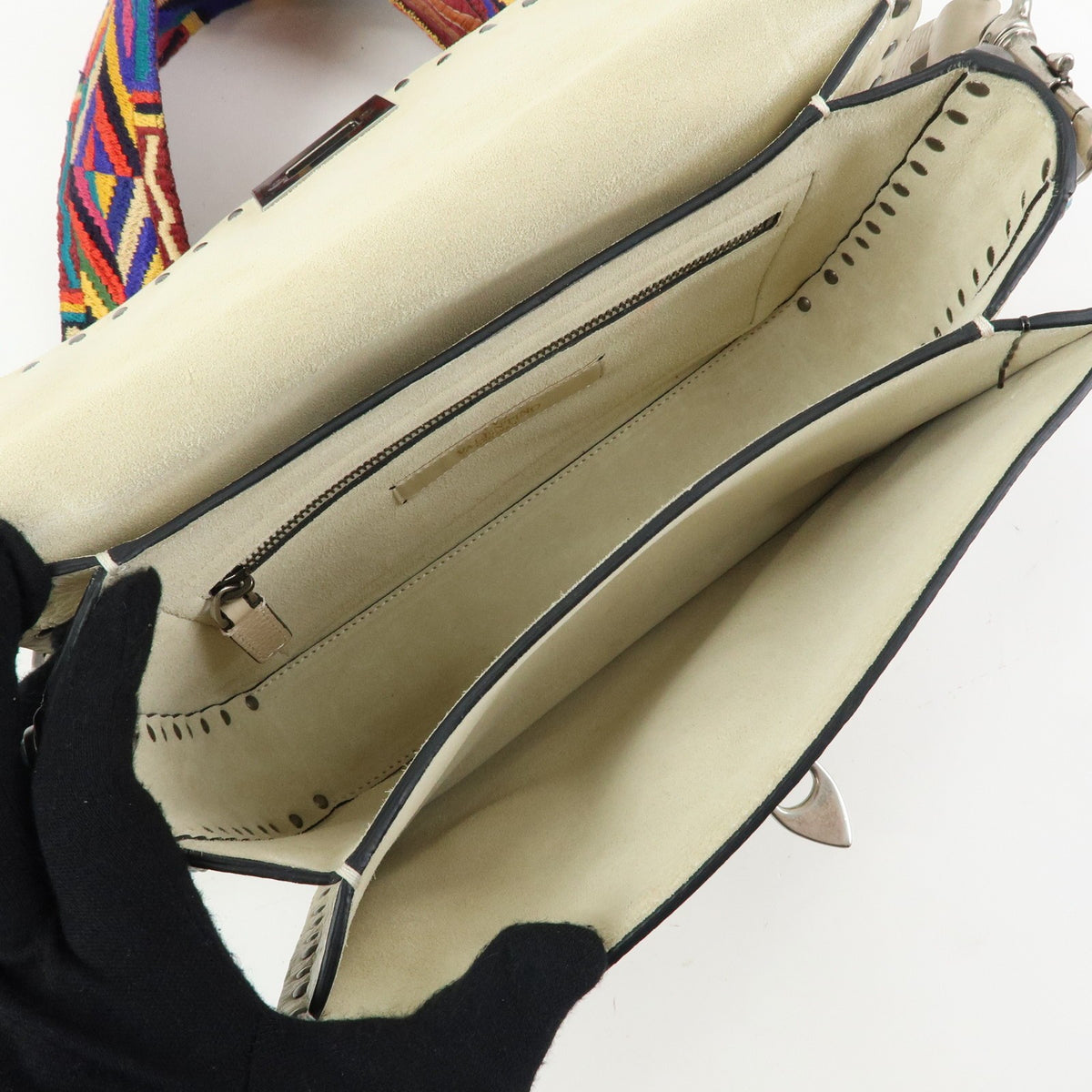 Valentino Garavani Rolling Rockstud Leather With Cabochons Multicolour Leather Crossbody Bag Bag (Pre-Owned)
