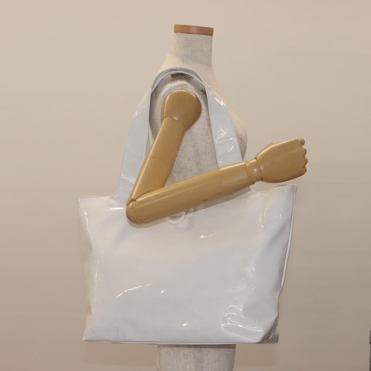 Salvatore Ferragamo Gancini Tote Patent Leather White Patent_Leather Tote Bag Bag (Pre-Owned)