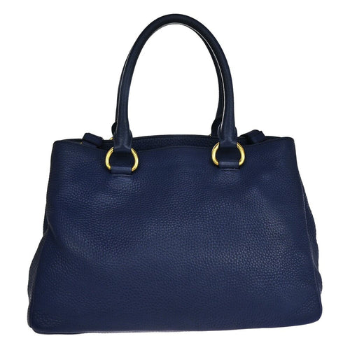 Prada Vitello Blue Leather Handbag (Pre-Owned)