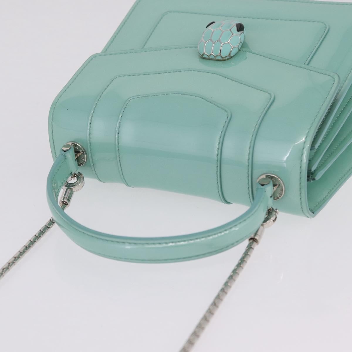 Bvlgari Serpenti Forever Top Handle Patent Green Patent_Leather Handbag (Pre-Owned)