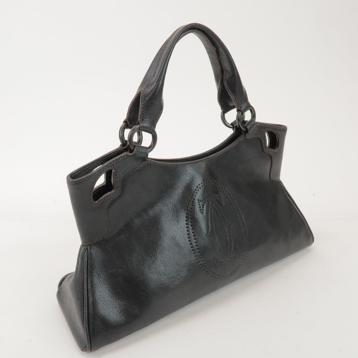 Cartier Marcello Leather Black Leather Handbag (Pre-Owned)