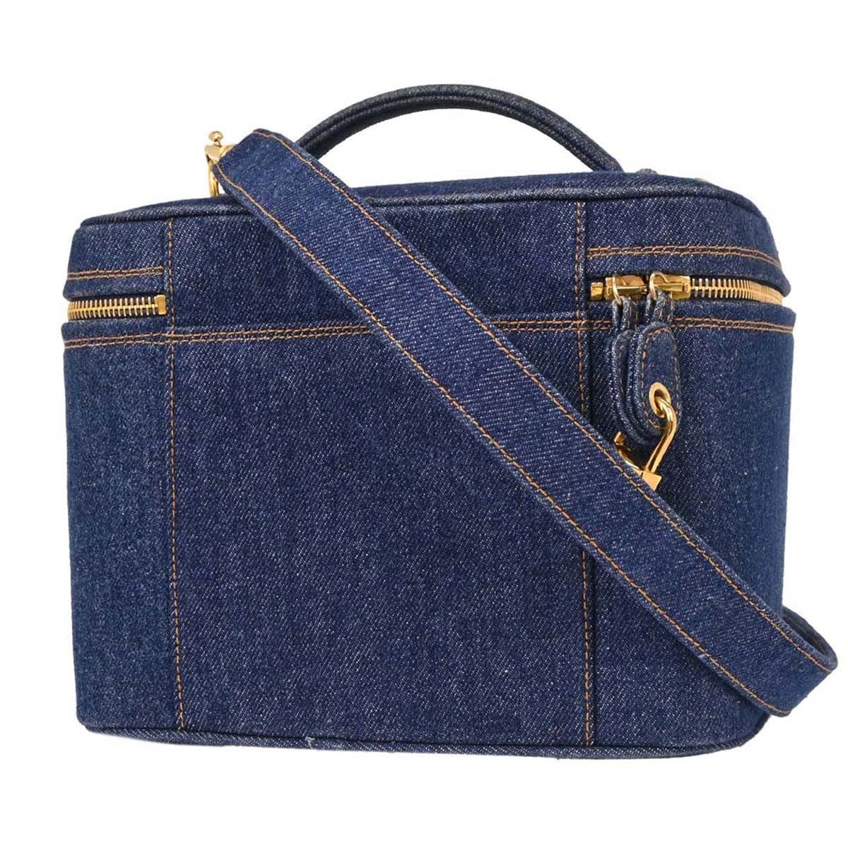 Chanel Vintage Vanity Case Printed Denim Blue Denim_Jeans Clutche & Pouche Bag (Pre-Owned)