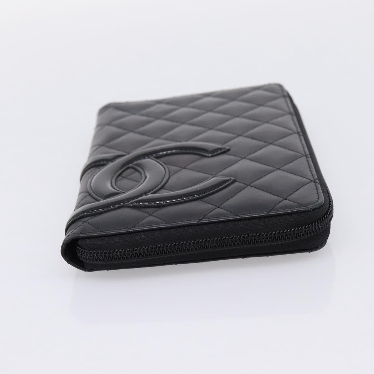 Chanel Cambon Zip Around Organizer Quilted Lambskin Black Leather Wallets Accessory (Pre-Owned)