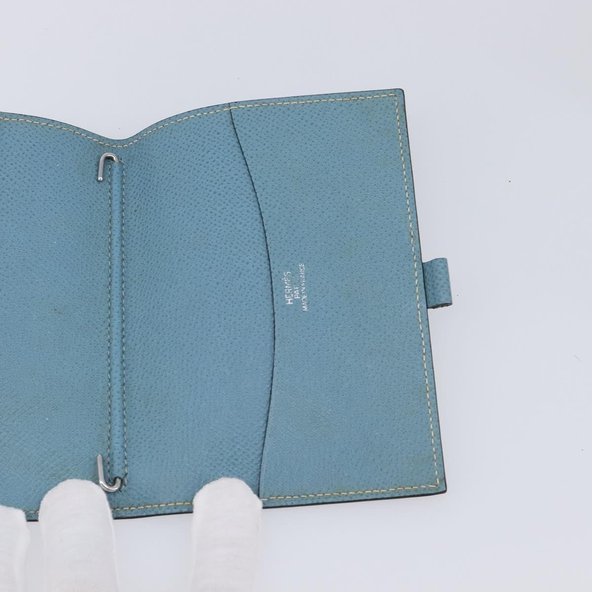 Hermes Vision Agenda Cover Leather Blue Leather Briefcase Bag (Pre-Owned)
