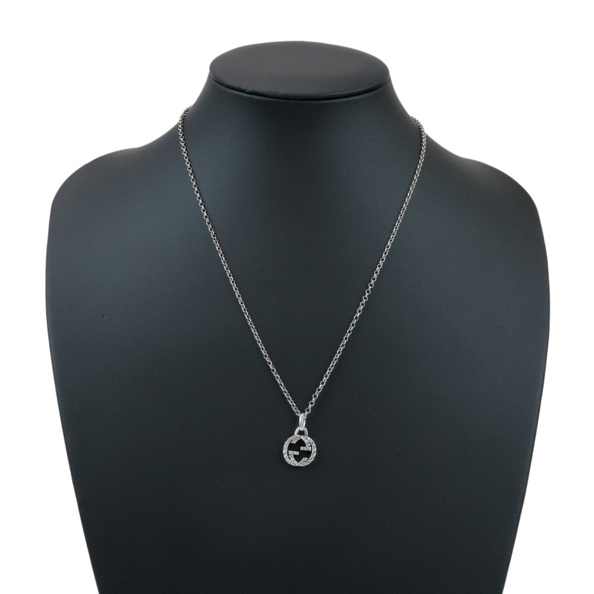 Gucci Engraved Interlocking G Chain Link Pendant Sterling Silver Silver Silver Necklace Jewelry (Pre-Owned)