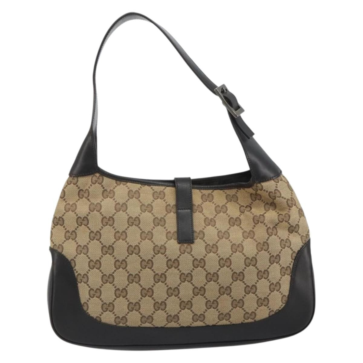 Gucci Web Jackie O Hobo Gg Canvas Beige Canvas Shoulder Bag Bag (Pre-Owned)