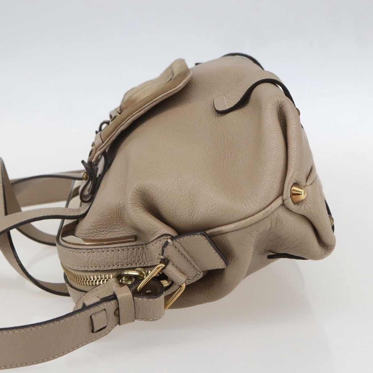 Chloe Abby Convertible Frame Satchel Leather With Suede Beige Leather Handbag (Pre-Owned)
