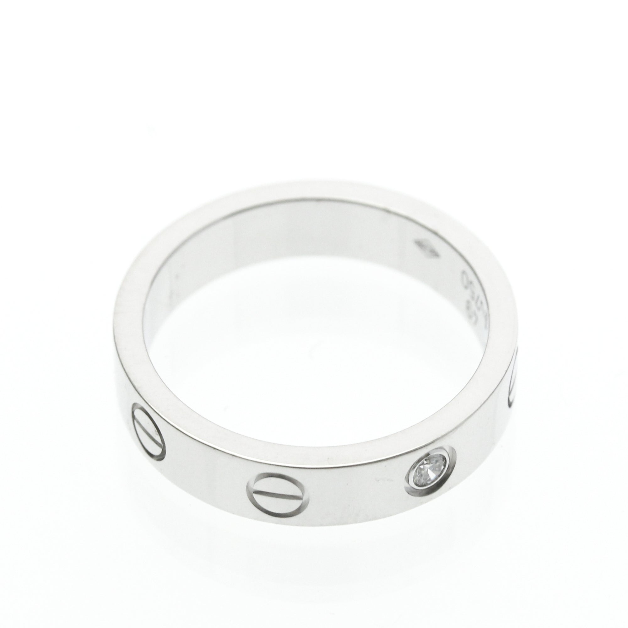 Cartier Love Wedding Band 1 Diamond 18K White Gold With Diamond Silver White_Gold Ring Jewelry (Pre-Owned)