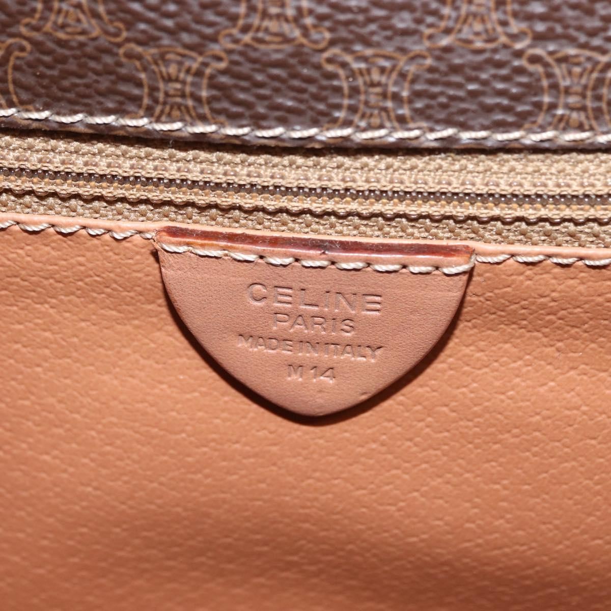 Celine Vintage Macadam Circle Logo Canvas And Leather Brown Canvas Shoulder Bag Bag (Pre-Owned)