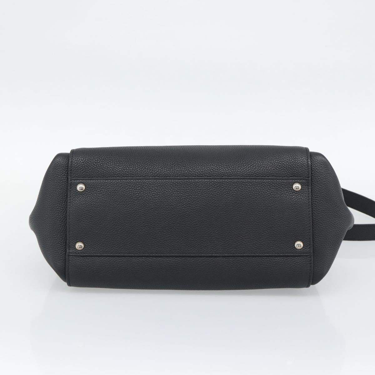 Salvatore Ferragamo Sofia Satchel Grainy Leather Black Leather Handbag (Pre-Owned)
