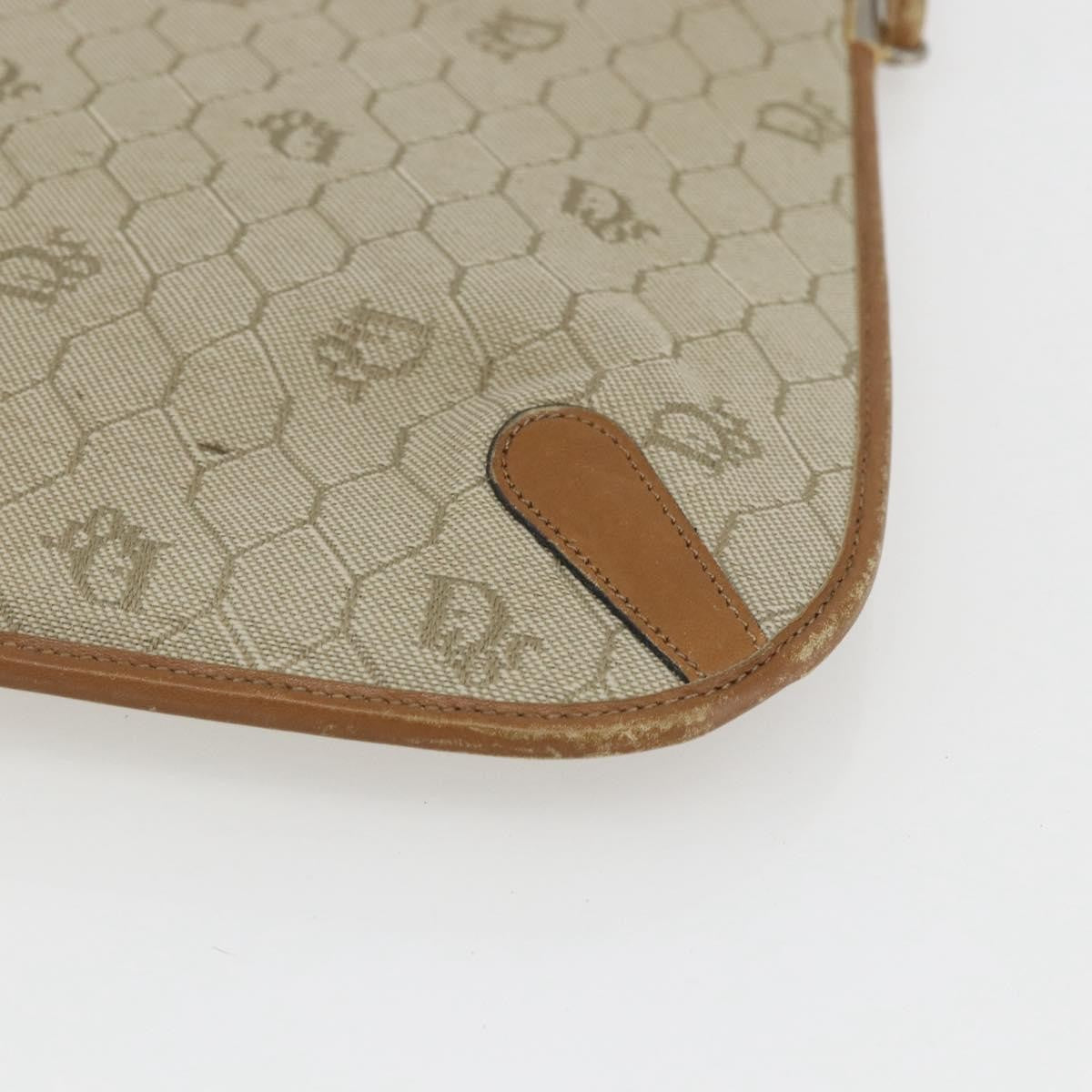 Christian Dior Vintage Honeycomb Canvas And Leather Beige Canvas Shoulder Bag Bag (Pre-Owned)