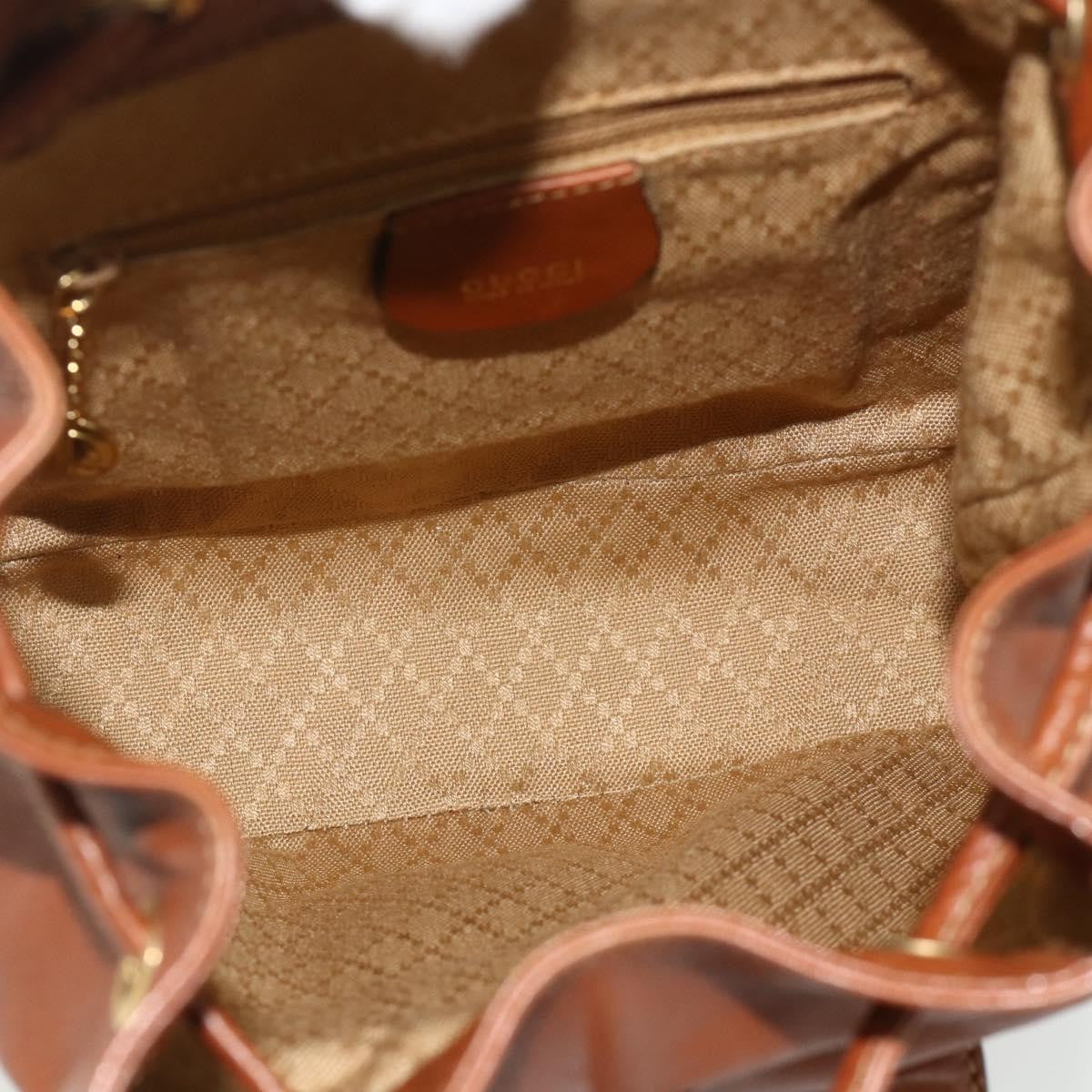 Gucci Vintage Bamboo Leather Brown Leather Backpack Bag (Pre-Owned)
