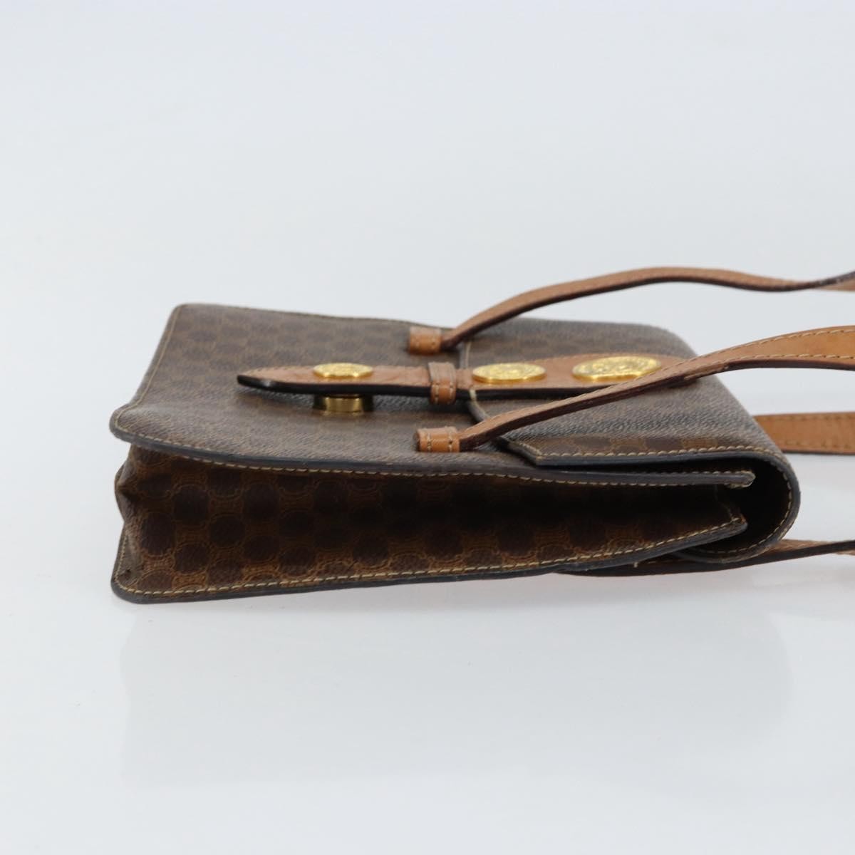 Celine Vintage Macadam Canvas And Leather Brown Canvas Handbag (Pre-Owned)