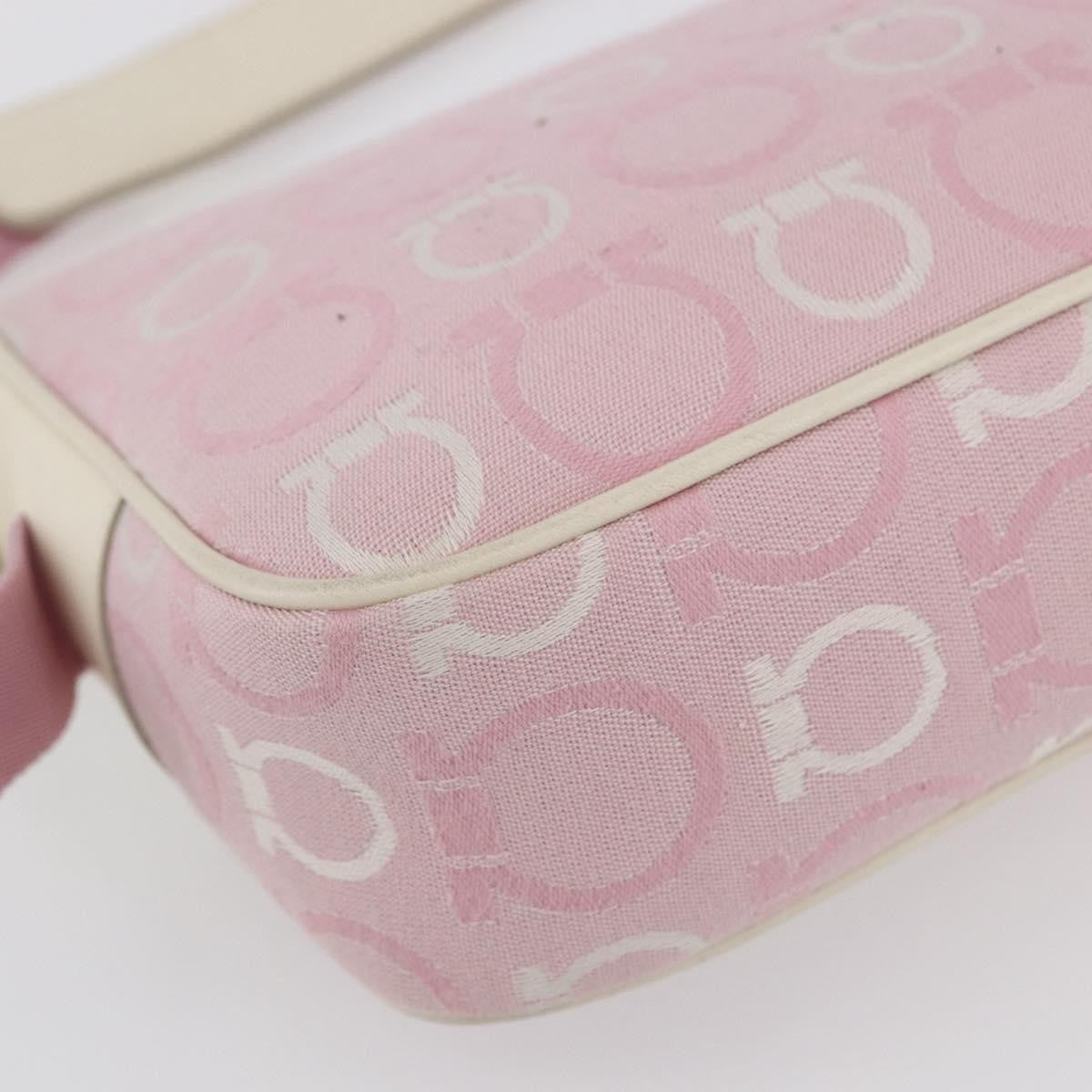 Salvatore Ferragamo Gancini Canvas Pink Canvas Shoulder Bag Bag (Pre-Owned)