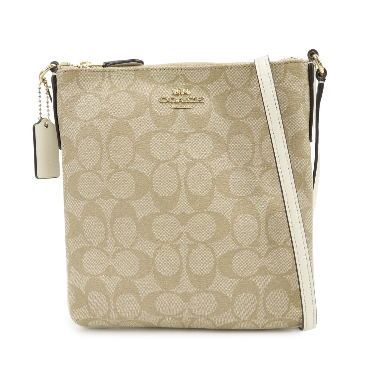 Coach Shoulder Canvas Beige Canvas Handbag (Pre-Owned)