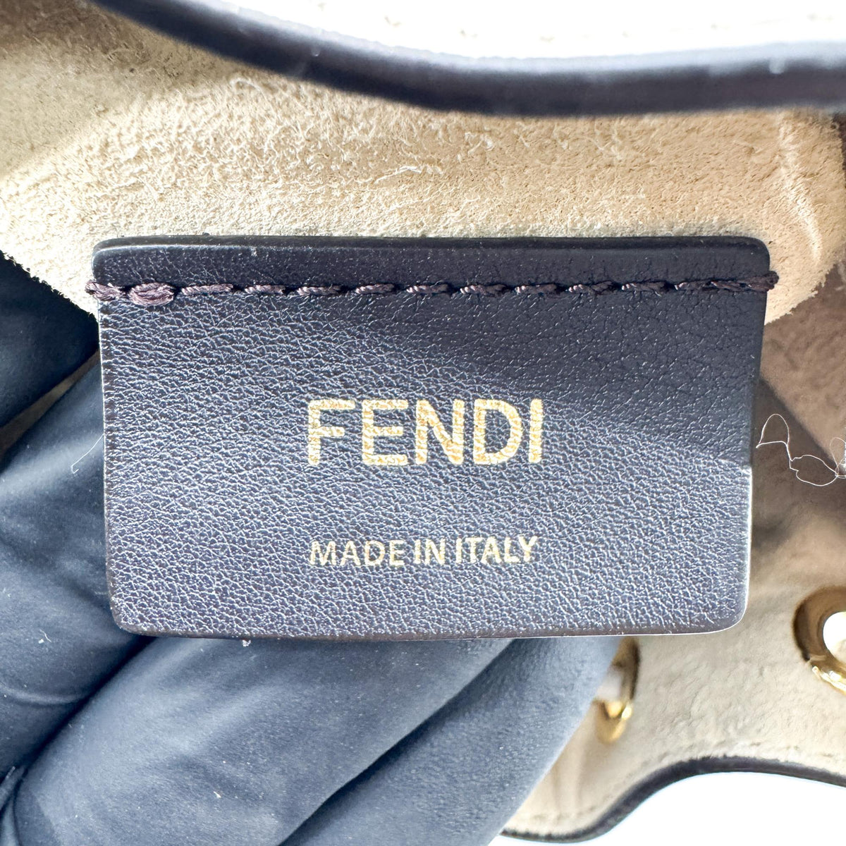 Fendi Mon Tresor Bucket Zucca Velvet Jacquard Beige Velvet Handbag (Pre-Owned)