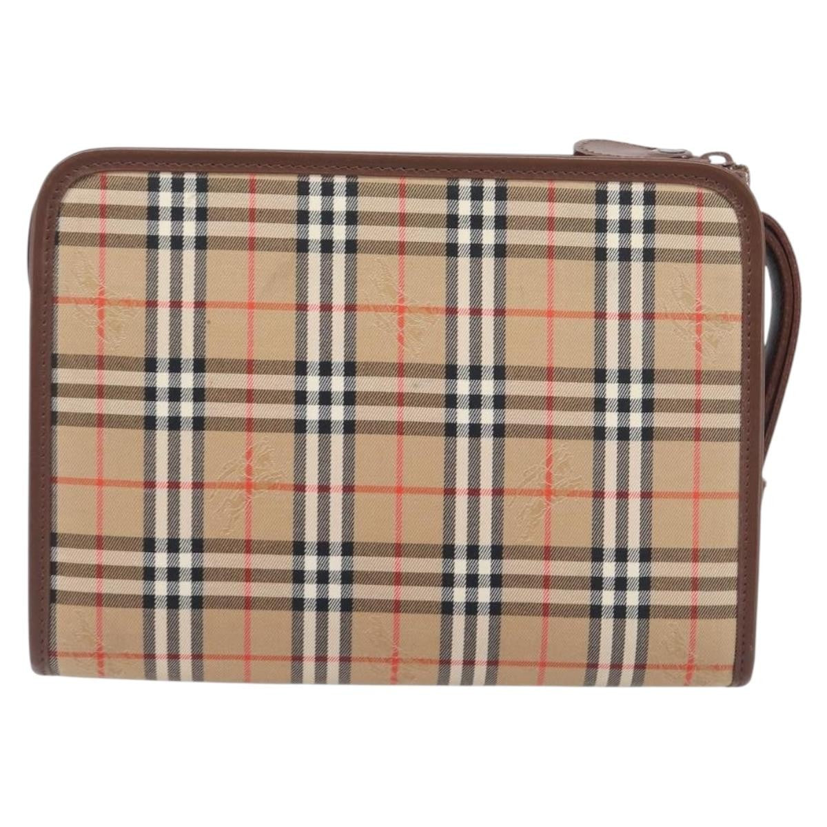 Burberry Nova Check Pochette Canvas Beige Canvas Clutche & Pouche Bag (Pre-Owned)
