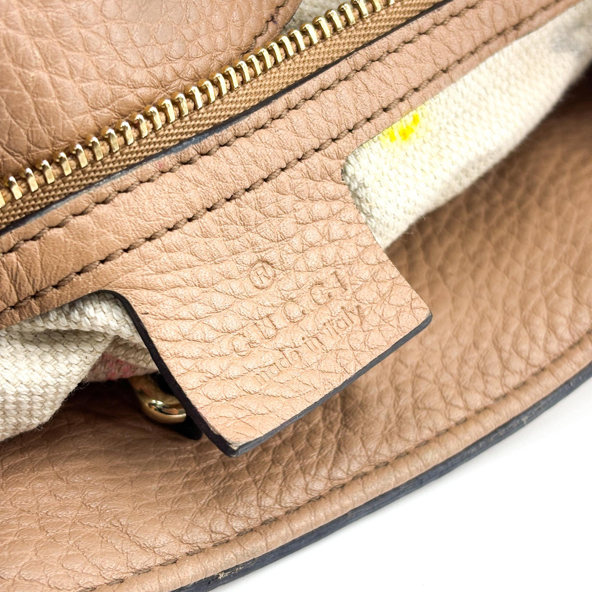 Gucci Soho Shoulder Bag Leather Beige Leather Shoulder Bag Bag (Pre-Owned)